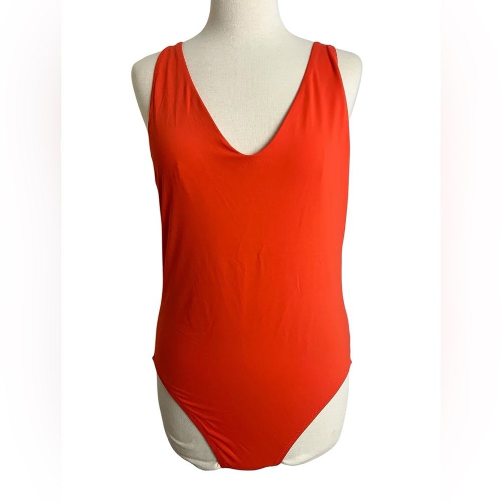 Athleta Seychelles One Piece Women’s Swimsuit Size Large vibrant orange